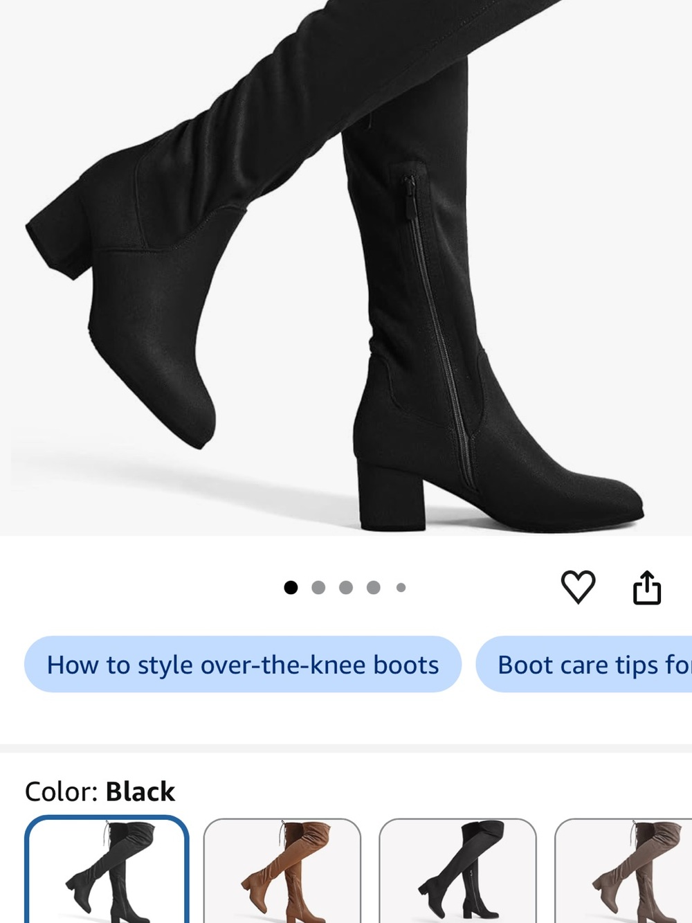 Sz 11 Dreampairs Black Over-the-Knee Adjustable Lace-Up Suede Boots - Picture 14 of 15